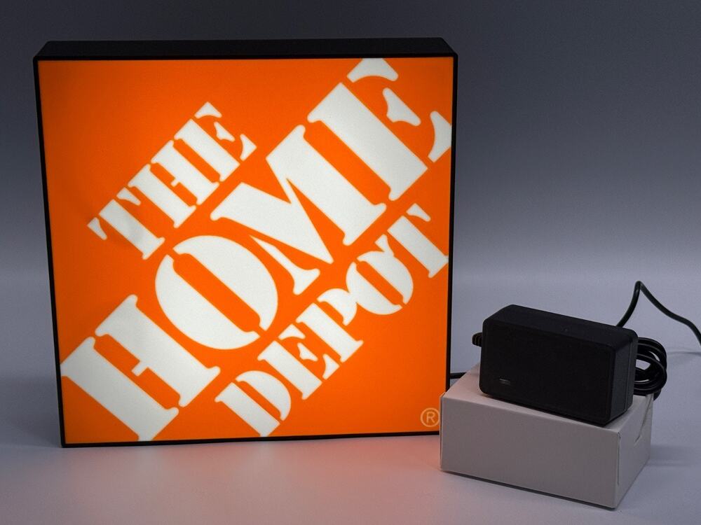Home Depot Custom LED Lightbox Sign 10in Tall Garage Wall Decor USB Gift